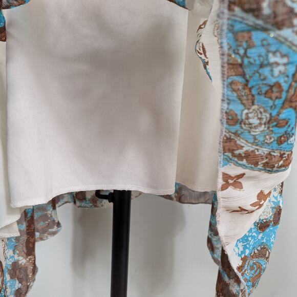 Vintage Babydoll Midi Dress 8 Blue Brown Fairy Grunge Halter Floral Handkerchief - Picture 5 of 16